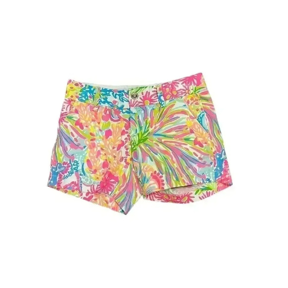 Lilly Pulitzer Lovers Coral Size 00 Callahan Short Bright Multi-Color - Picture 1 of 8